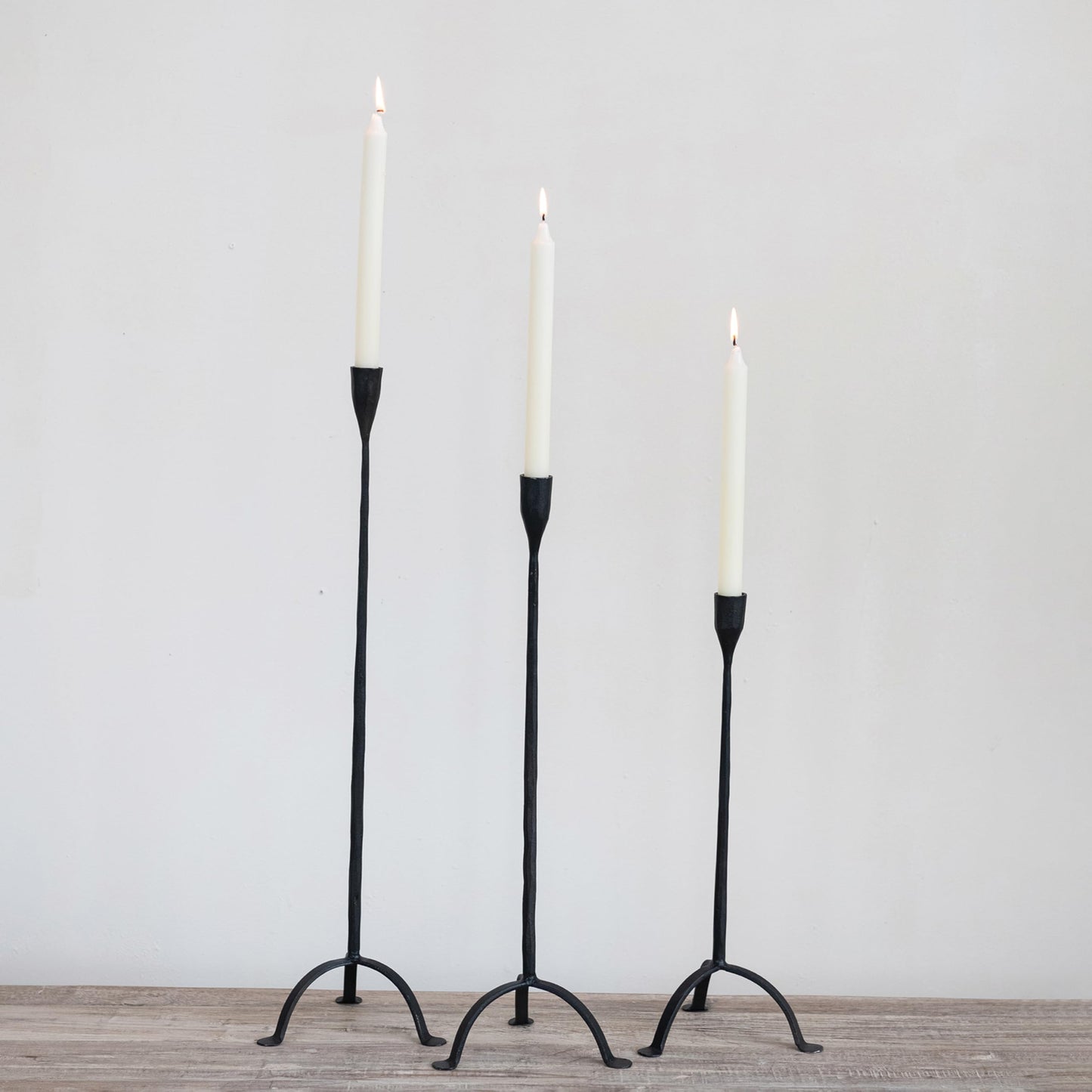 Creative Co-Op 24" H Hand-Forged Cast Metal Footed Taper Holder, Black