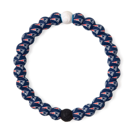 Lokai Silicone Beaded Bracelet for Men & Women, NFL Football Collection - New England Patriots, Blue Logo, Medium - Silicone Jewelry Fashion Bracelet Slides-On for Comfortable Fit