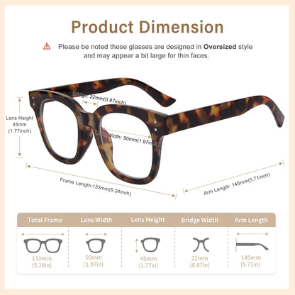 Madison Avenue Women Blue Light Glasses,Oversize Blue Light Blocker for Women, Anti Eyestrain & UV Protection Computer Eyeglasses Hanna (Tortoiseshell)