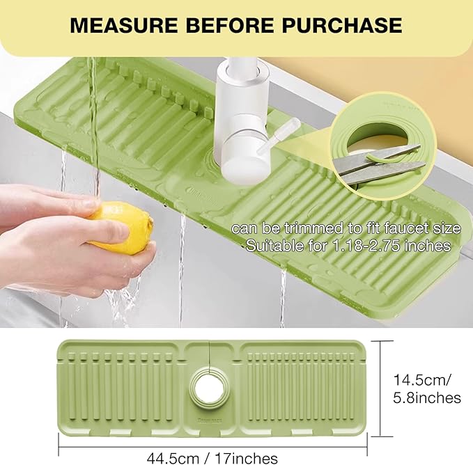 Faucet Mat for Kitchen Sink – Adjustable Silicone Sink Splash Guard