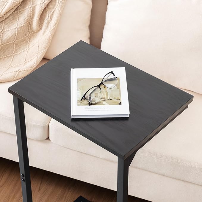 AMHANCIBLE C Shaped End Tables Set of 2, Couch Side Tables that Slide Under Sofa