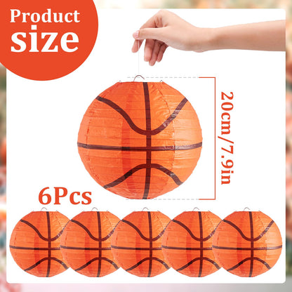 Easy Joy 8 Inch Basketball Party Decorations Basketball Lanterns Basketball Paper Lanterns Basketball Hanging Lanterns Creative Football Party Decorations