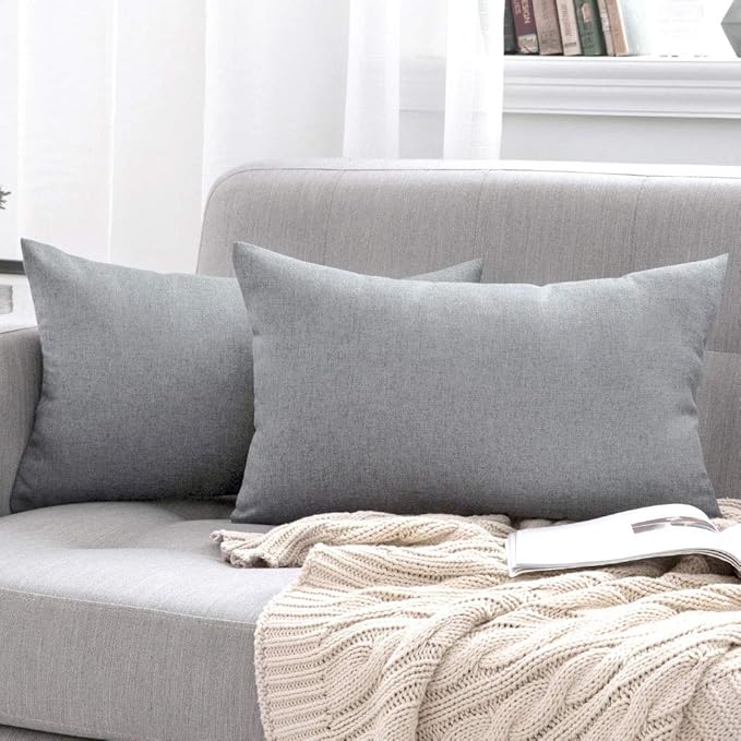 MIULEE Pack of 2 Decorative Outdoor Solid Waterproof Throw Pillow Covers Faux