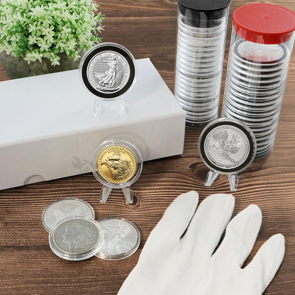 OnFireGuy Clear Display Stand Easel for Holder Coin Capsules Challenge Medals Casino Chips, 10 Pack