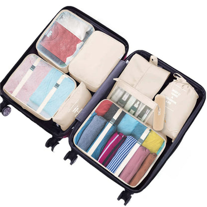 Jsdoin Packing Cubes for Suitcase,9PCS Travel Luggage Packing Organizers for Backpack, Waterproof Travel Essentials Bag Accessories(Beige)