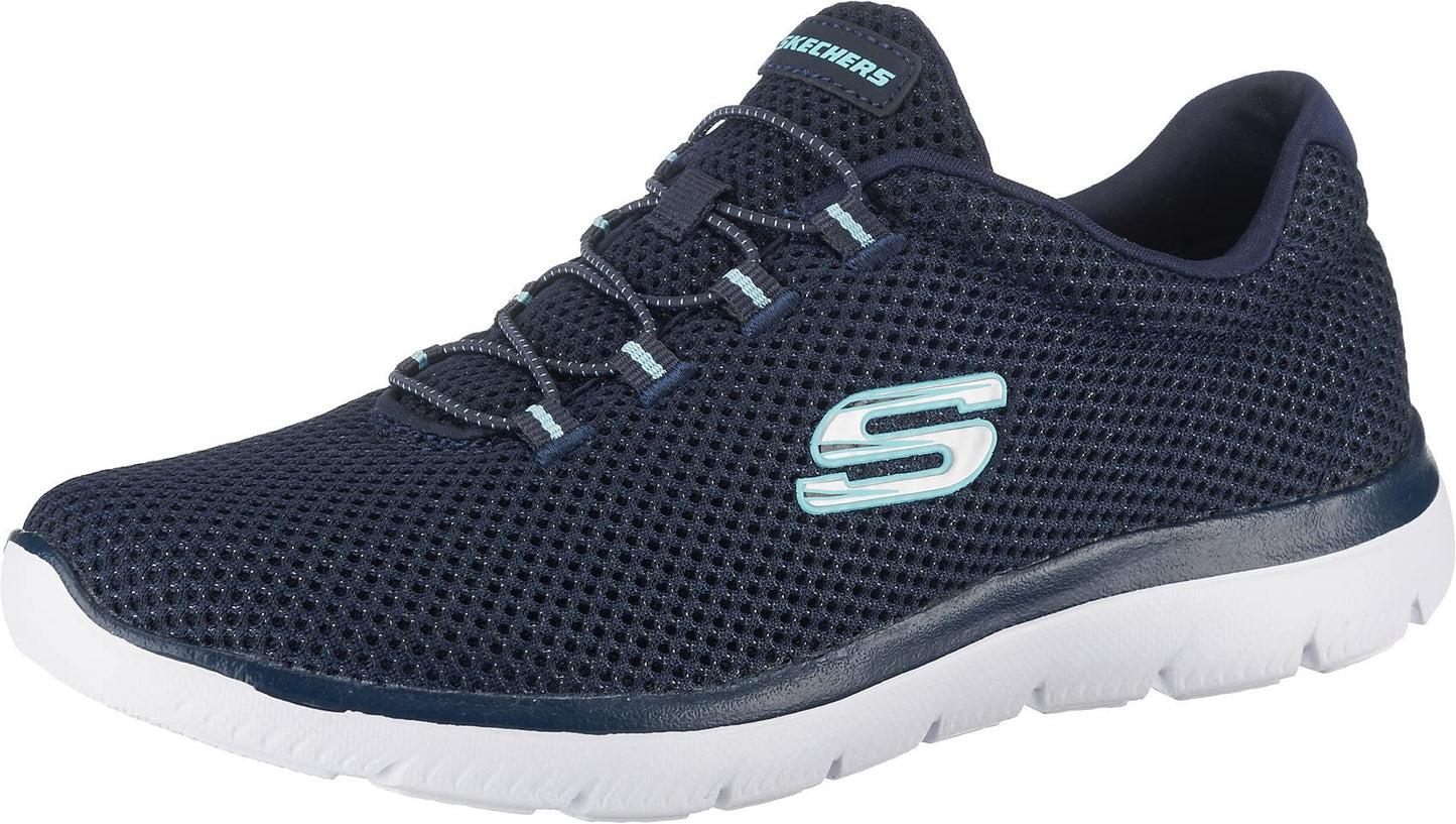 Skechers Womens Summits Artistry Chic Sneaker, Navy Light Blue, 5 UK