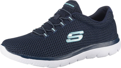 Skechers Womens Summits Artistry Chic Sneaker, Navy Light Blue, 5 UK