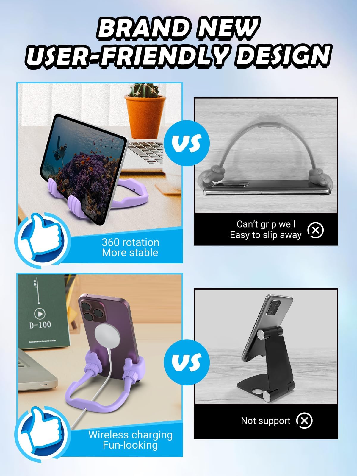 Cell Phone Stand Thumbs Up Lazy Phone Stand - 2 Pack Phone Holder 2025 College Graduation Gifts for Her Him Cellphone iPhone Stand for Desk Birthday Gifts for Teens Girls Boys Adults Women Men Wife