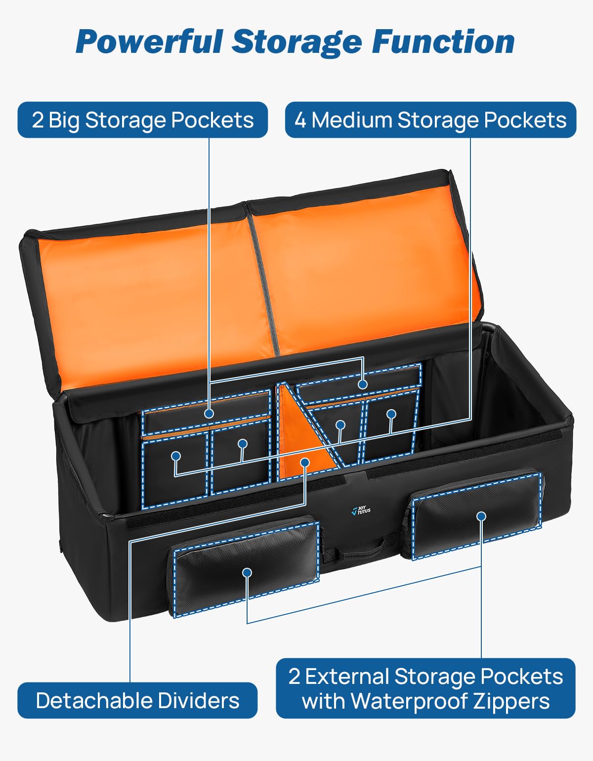 JOYTUTUS Upgrade Full Size Truck Bed Cargo Box Organizer for Pickup, Waterproof Truck Bed Cargo Bag, Storage Organizer Carrier Accessories for Groceries, Golf, Easily Slide in and Out, Easy Access