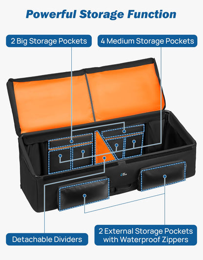 JOYTUTUS Upgrade Full Size Truck Bed Cargo Box Organizer for Pickup, Waterproof Truck Bed Cargo Bag, Storage Organizer Carrier Accessories for Groceries, Golf, Easily Slide in and Out, Easy Access