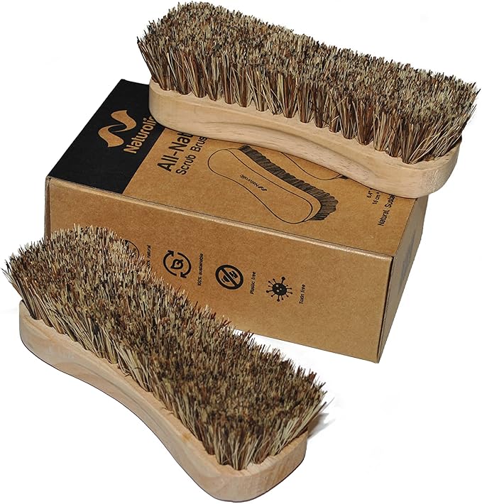 All-Natural Wooden Scrub Brush Set | Wooden Handle | Palmyra Bristle Brush