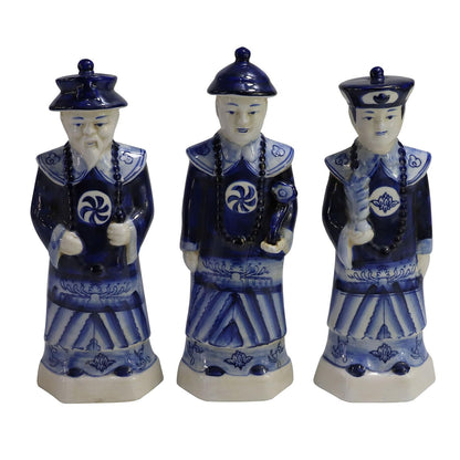 SYNWISH Hand Painted Antique Blue and White Porcelain Figurines Qing Dynasty Ceramic Chinese Emperor Statue Traditional Home Decor Table Accessory (Small - Qianlong)