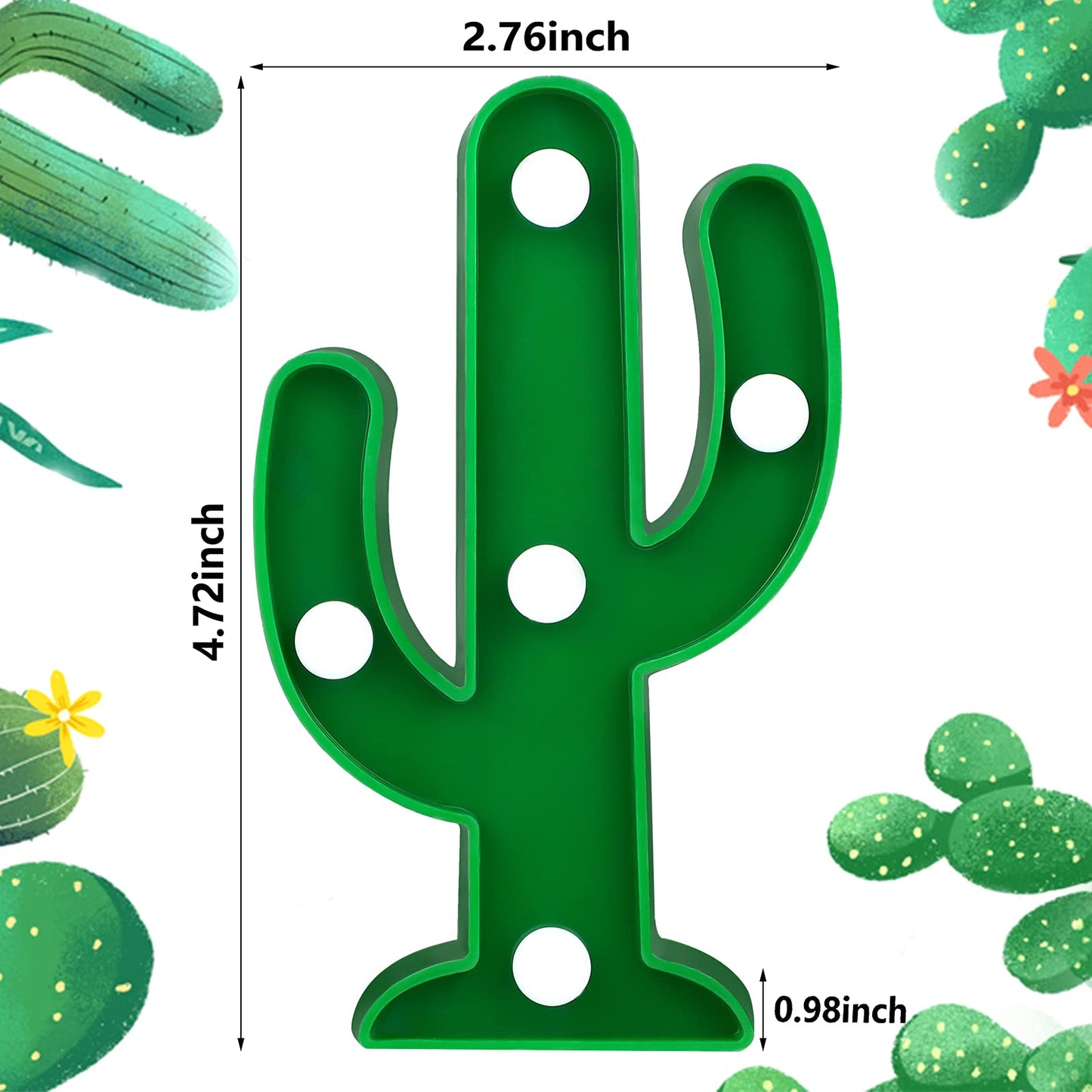 Jutom 4 Pieces LED Cactus Light up Taco Party Favors Mexican Cactus Party Decorations Fiesta Table Decor Cinco De Mayo Supplies Cute Night Lamp for Table Bedroom Supplies(4.72 x 2.76 Inch)