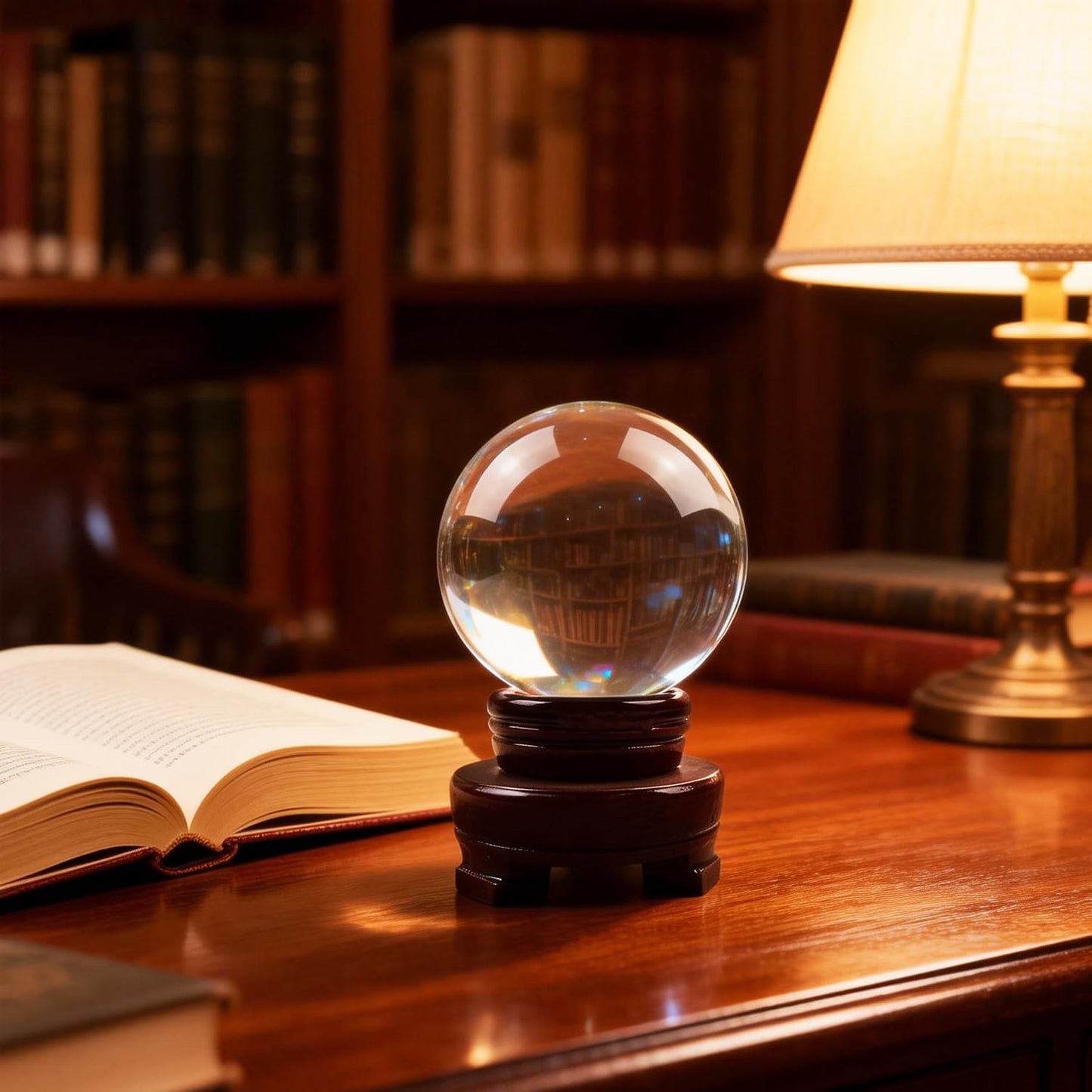 TWINKLING Crystal Ball K9 Quartz Crystal Balls with Wooden Stand, Crystal Sphere Ideal for Photography, Meditation, Feng Shui, Home Decor & Fortune Telling, 80mm/3.15Inch