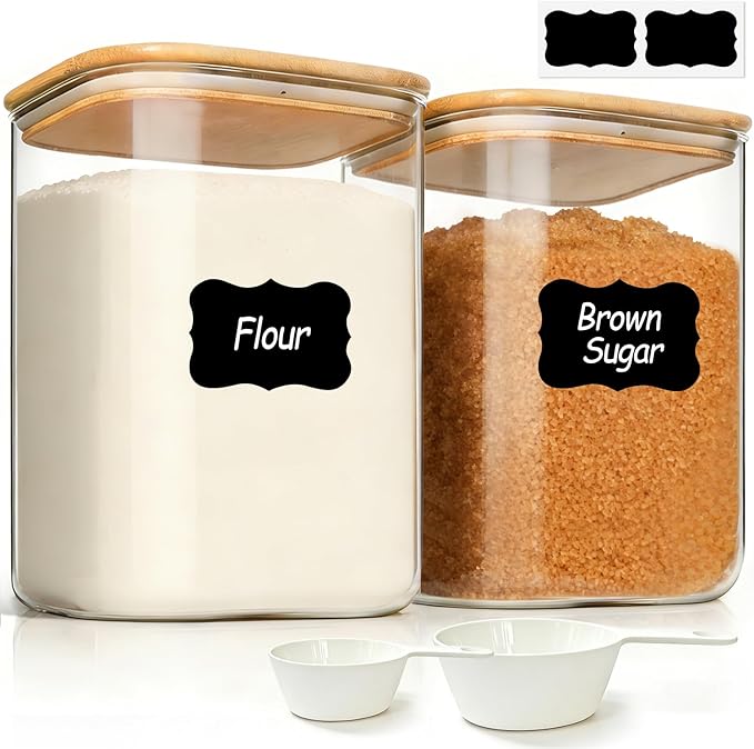 ComSaf 2Pcs Large Glass Storage Containers
