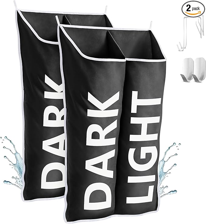 Hanging Laundry Hamper Bag XL 40x22", Space Saving over the Door Storage Bags