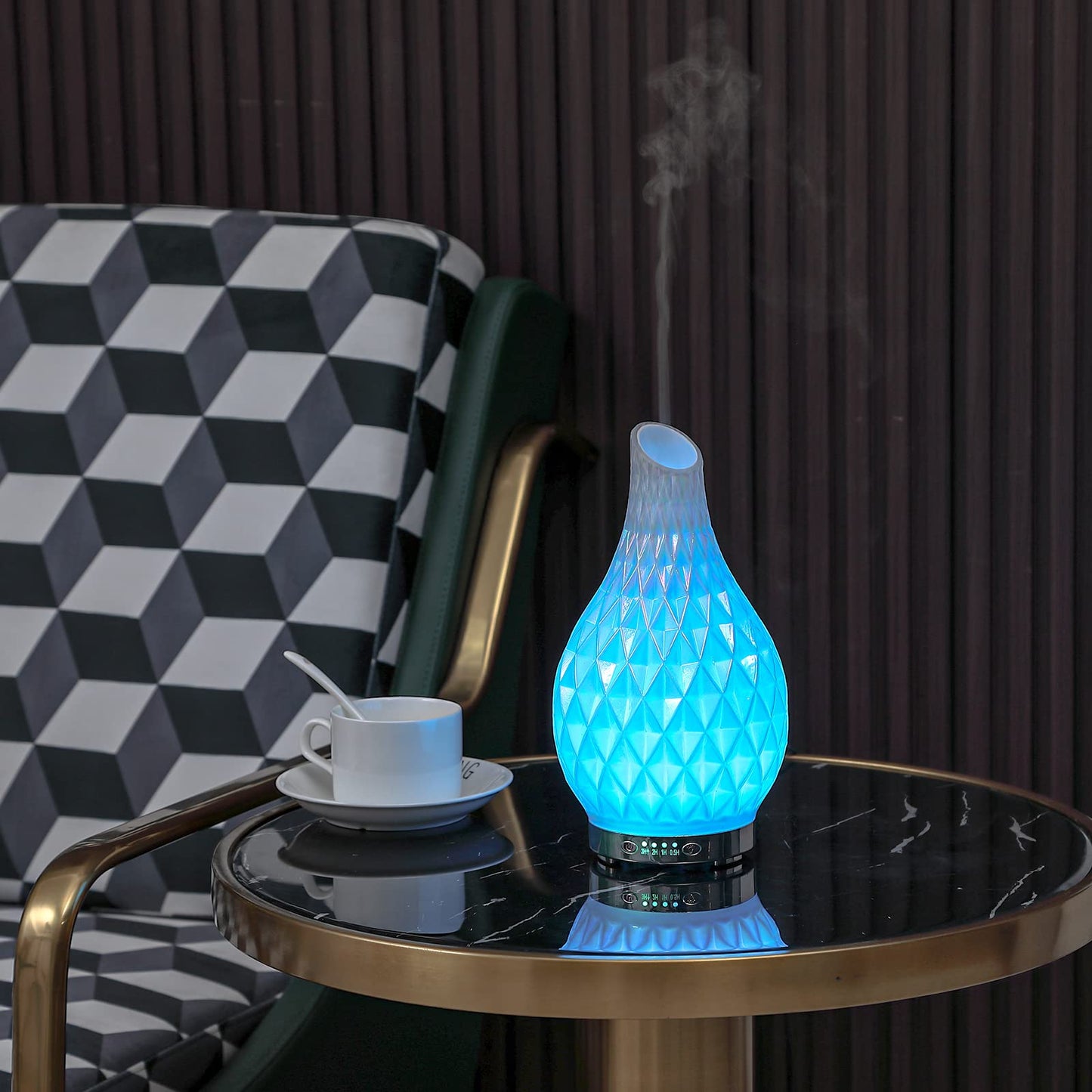 MAXWINER Essential Oil Diffusers Ultrasonic 3D Glass Aromatherapy Diffuser, Auto Shut-Off, Timer Setting, 7 Colors LED Lights Changing for Home, Office, Spa 120ml