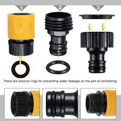 BABADU Garden Hose Pipe Connector Kit 20 Pack: Hoses Nozzle, Hose Repair Connector, Quick Connect, Y Splitter, Male Threaded Adapter, Male&Female Connectors, 2 Way Tap Fittings,Multi Faucet Connectors