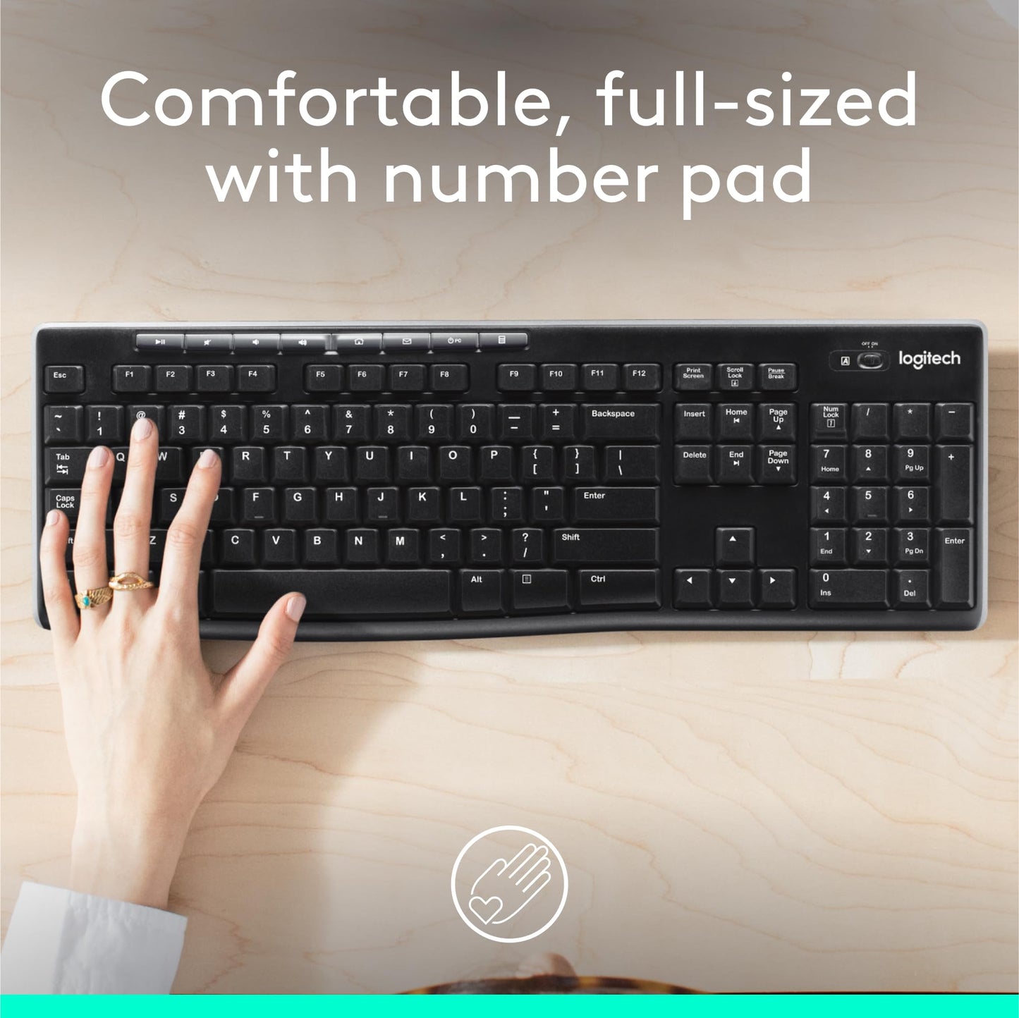 Logitech MK270 Wireless Keyboard and Mouse Combo for Windows, 2.4 GHz, 8 Multimedia Keys, PC, Laptop, Wireless Keyboard Compact Mouse Combo - Black