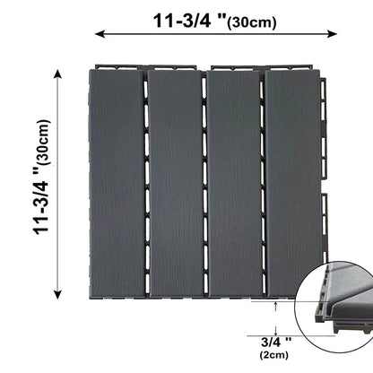 MinCHI257 60 sq. ft Plastic Interlocking Deck Tiles,60 Pack Patio Deck Tiles,12"x12" Waterproof Outdoor Flooring All Weather Use, Patio Floor Decking Tiles for Porch Poolside Balcony Backyard, Grey