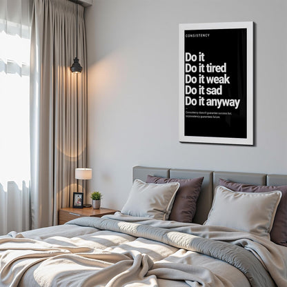 Do it Motivational Wall Decor for Office, Positive Quotes Canvas Art, Framed Wall Art for Living Room, Black and White Inspirational Poster Prints ArtWork Perfect Home Decoration P4