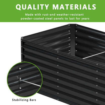 Nedenyou 8x2x2FT Galvanized Raised Garden Bed,Planter Raised Beds-Metal Garden Box,Large Plant for Outdoor Planting, Vegetables Bed，Flower,herb-Black