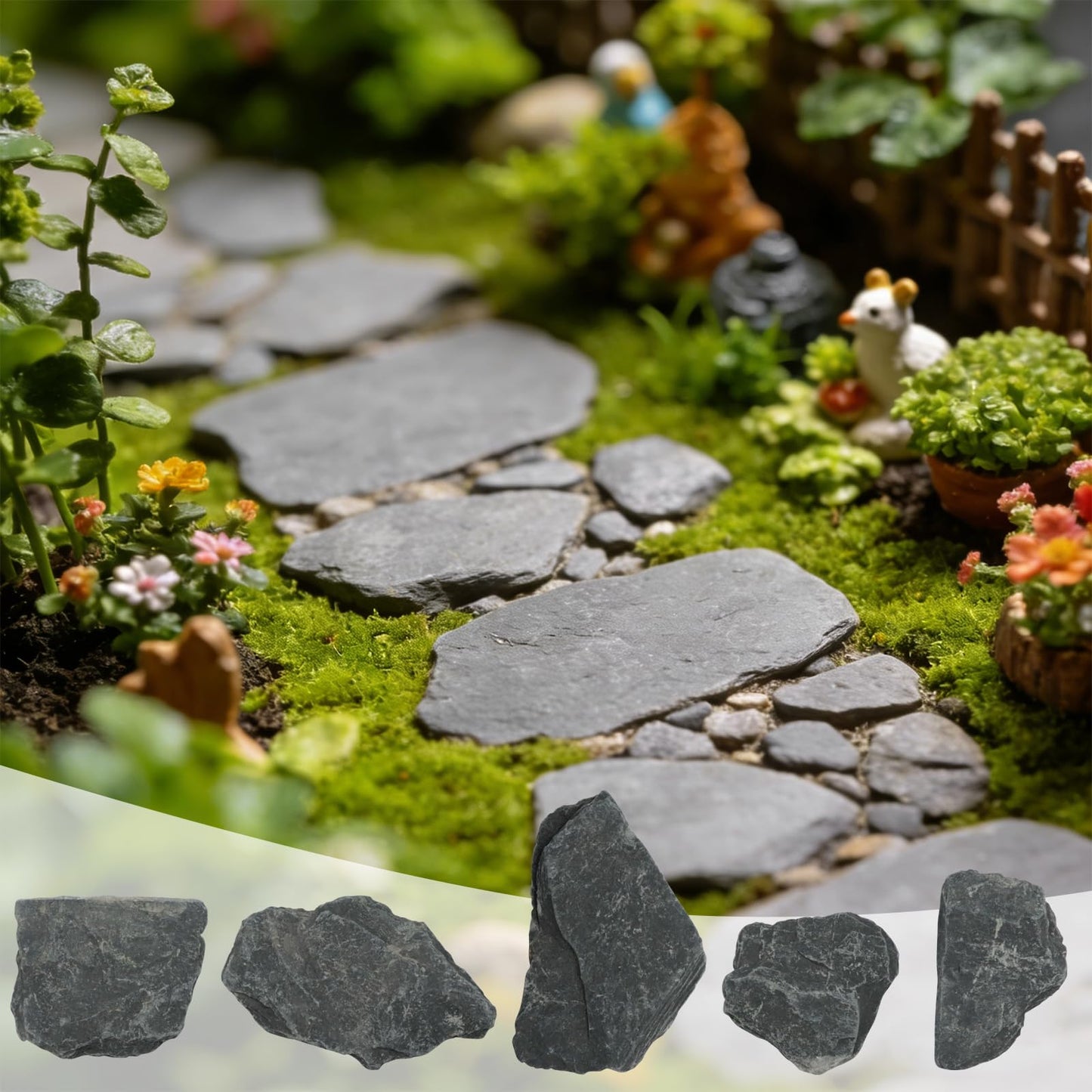 VOKOY 2.5lb Natural Slate Stone, Aquarium Rocks Decoration Aquascaping Stone Landscaping Model for Fish Tank Decor Terrariums Paludariums Reptile Enclosures Gardens, 1-2 inches