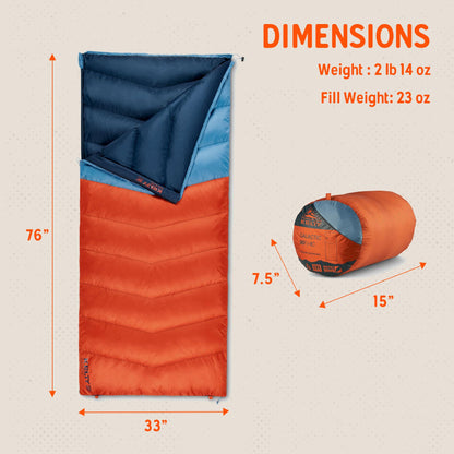 Kelty Galactic Down 30 Degree Sleeping Bag, 550 Fill Power RDS Trackable Down, Backpacking and Camping, Zip Together for 2P Sleeping Bag (Rooibos Tea)