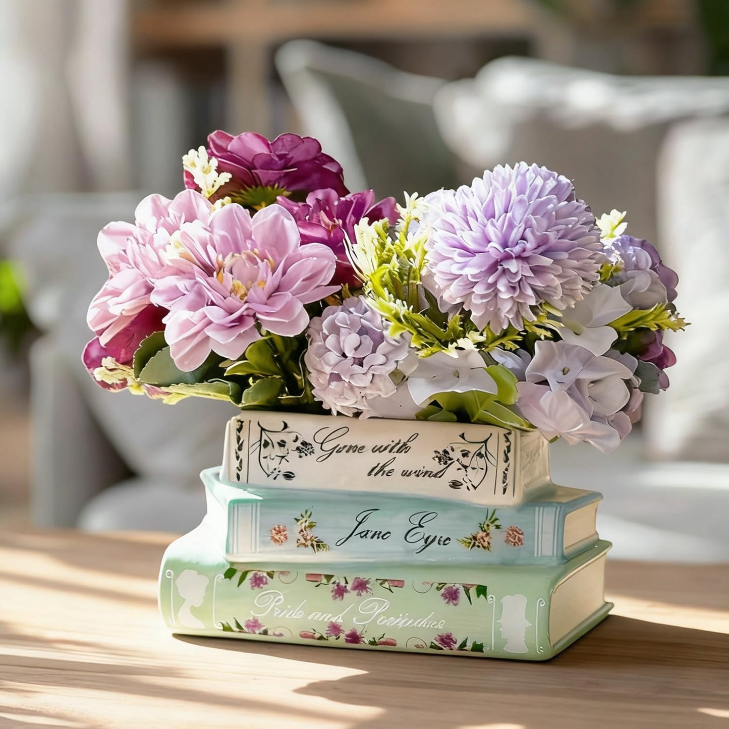 Jxcnkiy Book Planter, Bookshelf Decor Cute Plant Pots, Ceramic Planters with Drainage Hole, Books Shaped Flower Vases for Book Lovers Gifts, for Bedrooms, Living Rooms, Offices, Kitchens
