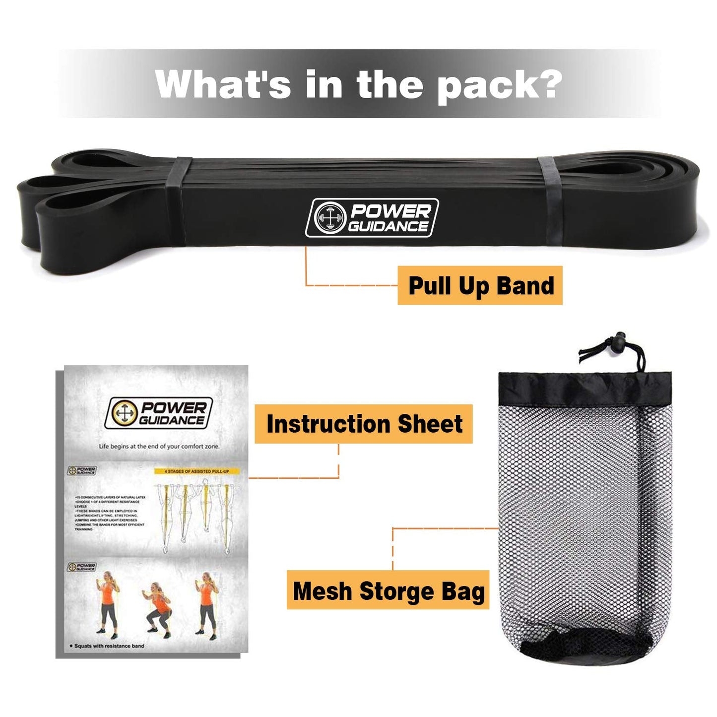 POWER GUIDANCE Pull Up Assist Bands - Stretch Resistance Band - Mobility Band - Powerlifting Bands - by Perfect for Body Stretching, Powerlifting, Resistance Training