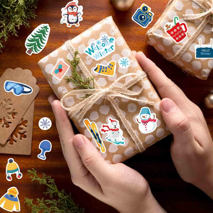 564 PCS Winter Stickers for Kids, Hello Winter Theme Stickers with Christmas Tree Snowman Snowflake Penguin, Winter Holiday Stickers for Gifts Christmas Party Favors