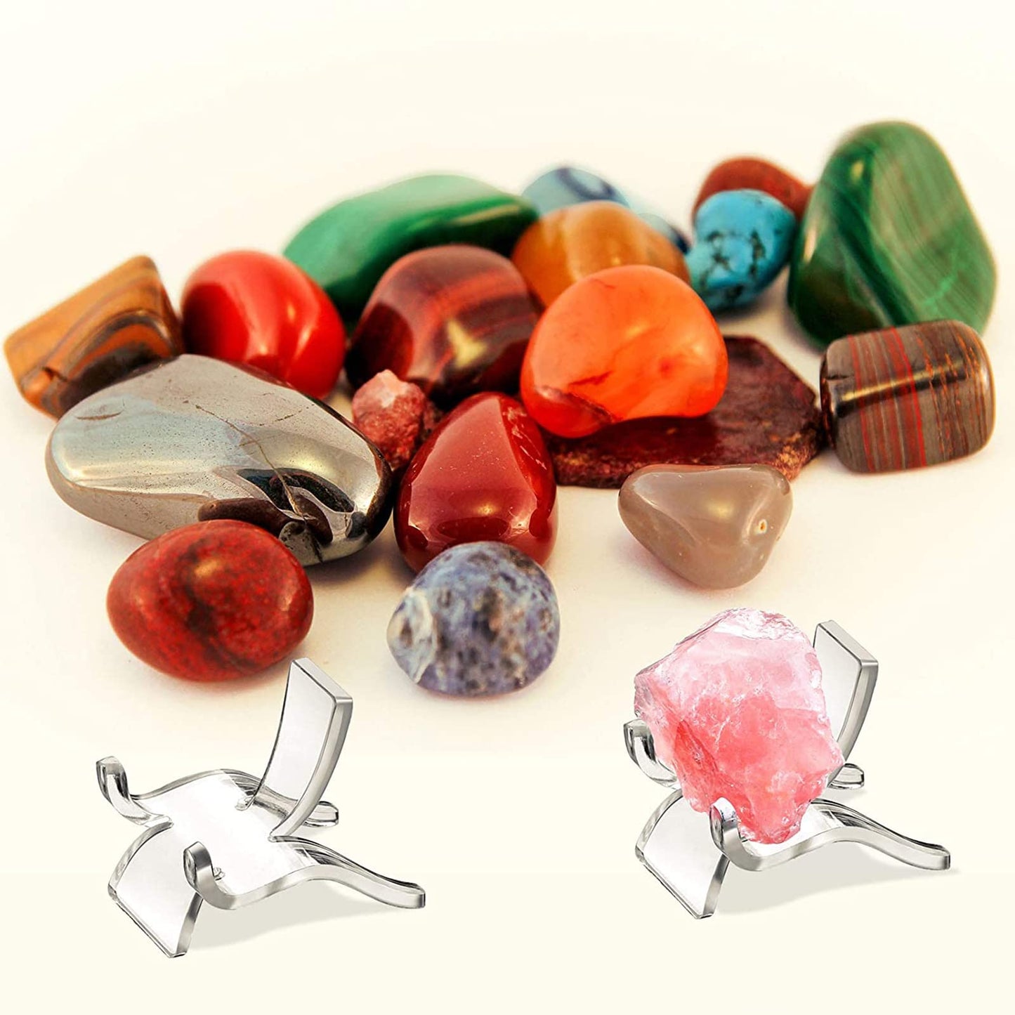 Jetec 40 Pcs Acrylic Rock Display Stand Crystal Holder Easel Stands Rock Display Stands Clear Pedestal Holders Collectibles for Geodes Mineral Agate Coral (Small)
