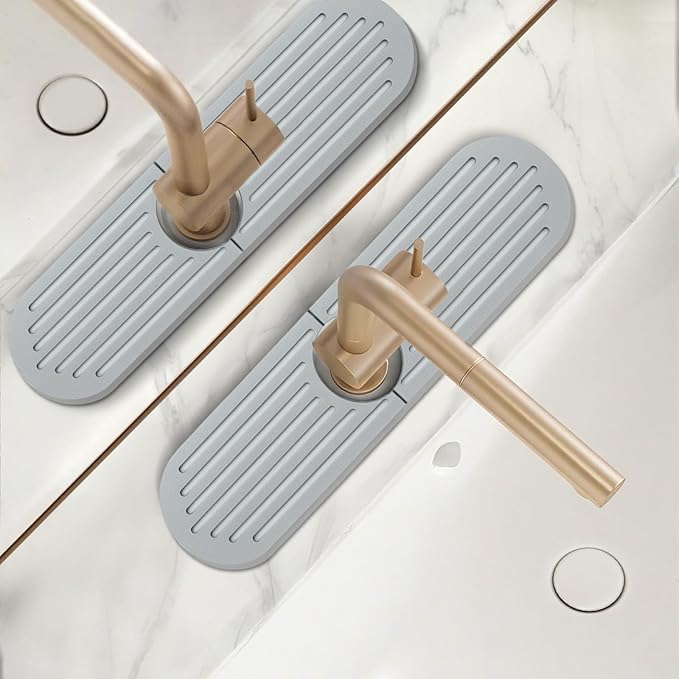 Stone Faucet Mat for Kitchen Sink, 2 Set/4PCS Quick Dry Diatomaceous Earth Tray