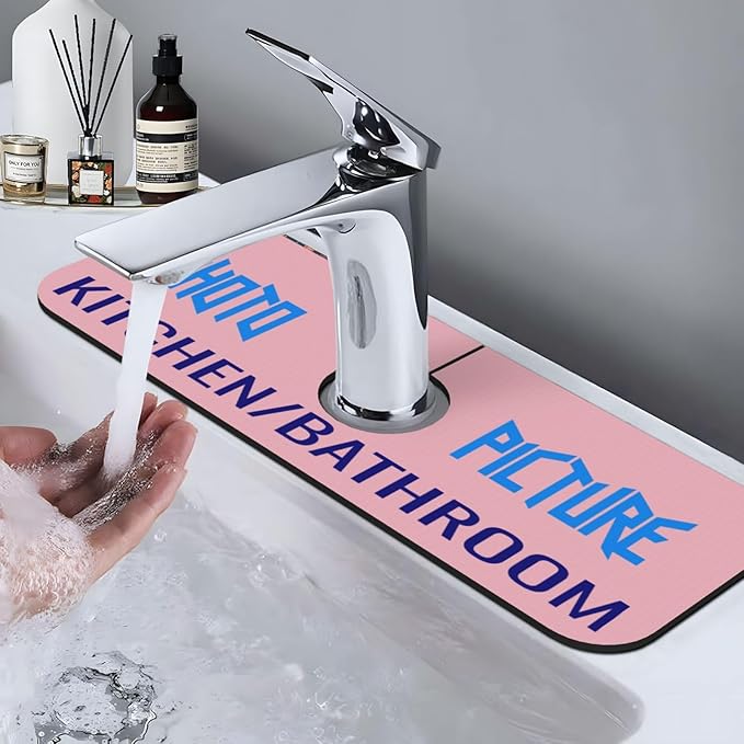 Kitchen Sink Splash Guard Faucet Mat Kitchen/Bathroom Photo DIY 15"x5.5"
