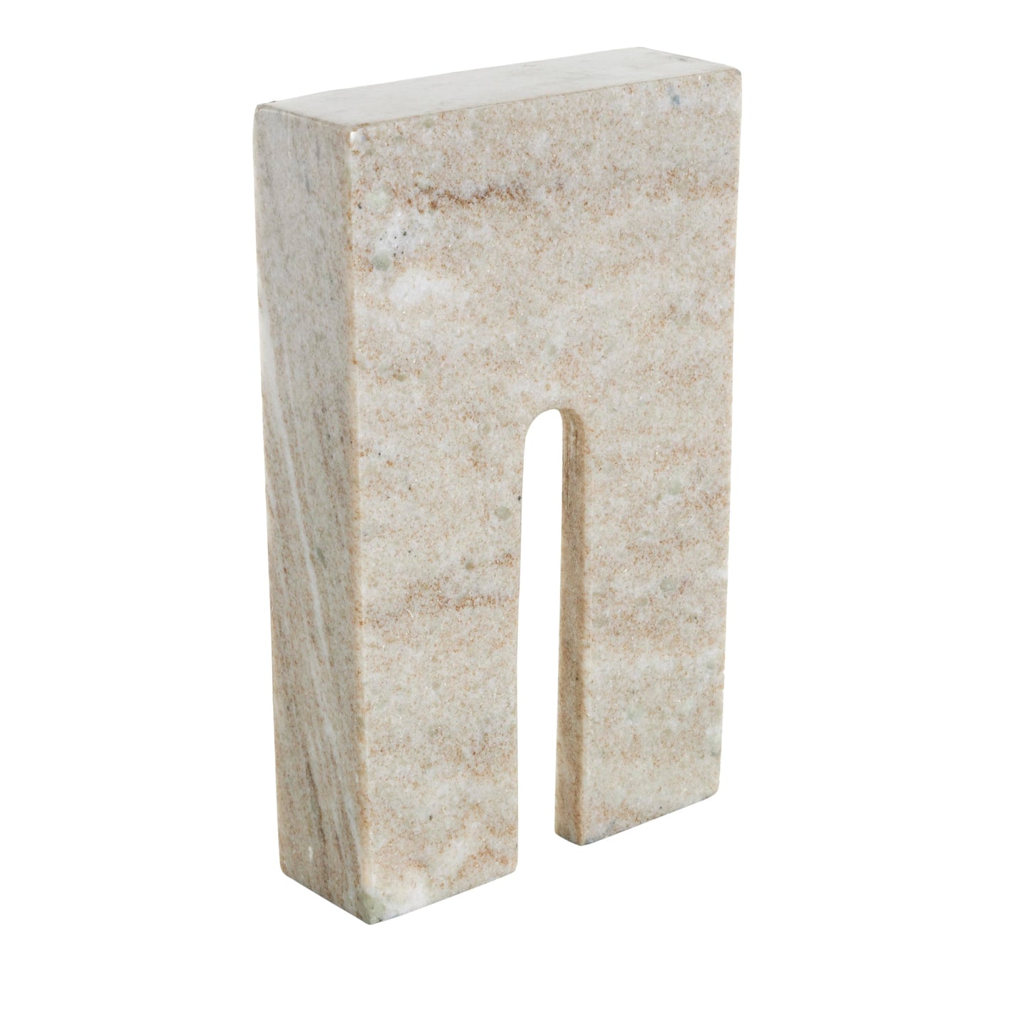 Deco 79 Marble Geometric Decorative Sculpture Rectangular Home Decor Statue with Arched Groove Interior, Accent Figurine 6" x 2" x 11", Beige
