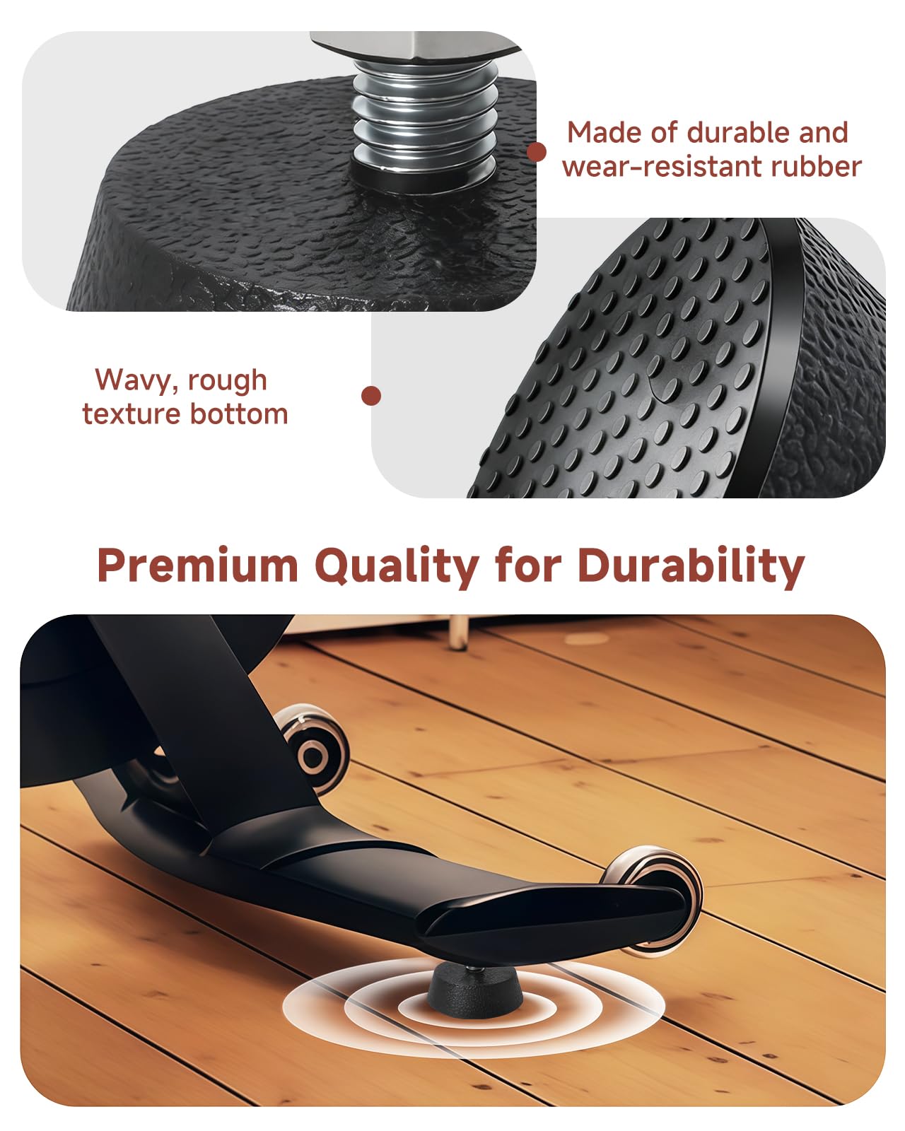 4 Pack 3/8 Inch Leveling Foot Pads with Stainless Steel Screws, Rubber Swivel Non-Slip Shock Absorbing, Compatible with Peloton Bike and Bike+, Replacement Leveling Feet for Spin Bike Stability