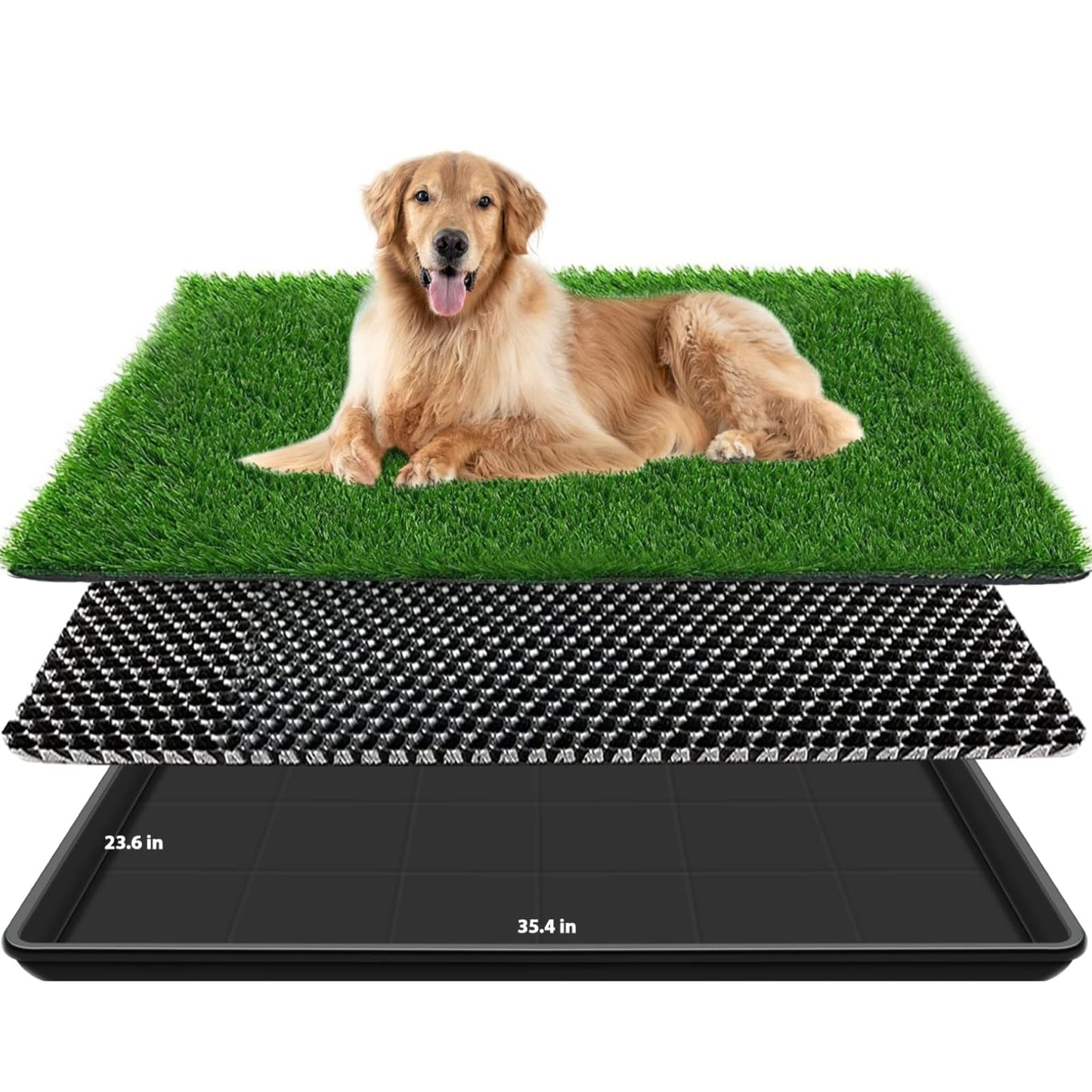 STARROAD-TIM 60X90 CM Dog Grass Pad with Tray for Indoor/Outdoor Large Dog Potty Training Reusable Dog Training Pads with tray Grass Pee Pads for Dogs with Tray is Reusable and Easy to Clean