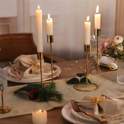 HAVITI Double-Headed Candle Holder, Gold Tall Candlestick Holder, Set of 2 Taper Candle Holders for Halloween Christmas Wedding Centerpiece Dining Fireplace Mantle Home Decor