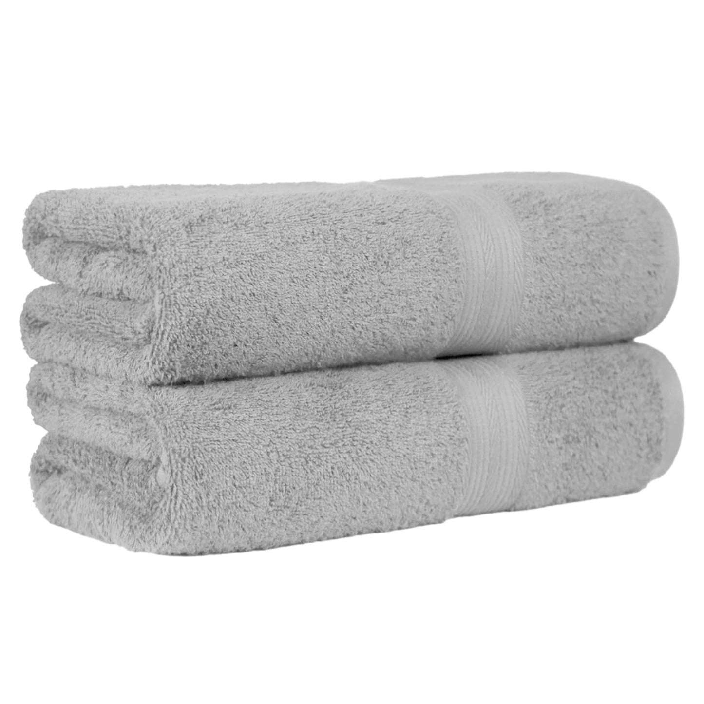 Amazon Basics 2 Bath towel for bathroom, Fade Resistant 100% Cotton Bath Towels, soft absorbent, 2-Pack (70x140 cm), Grey