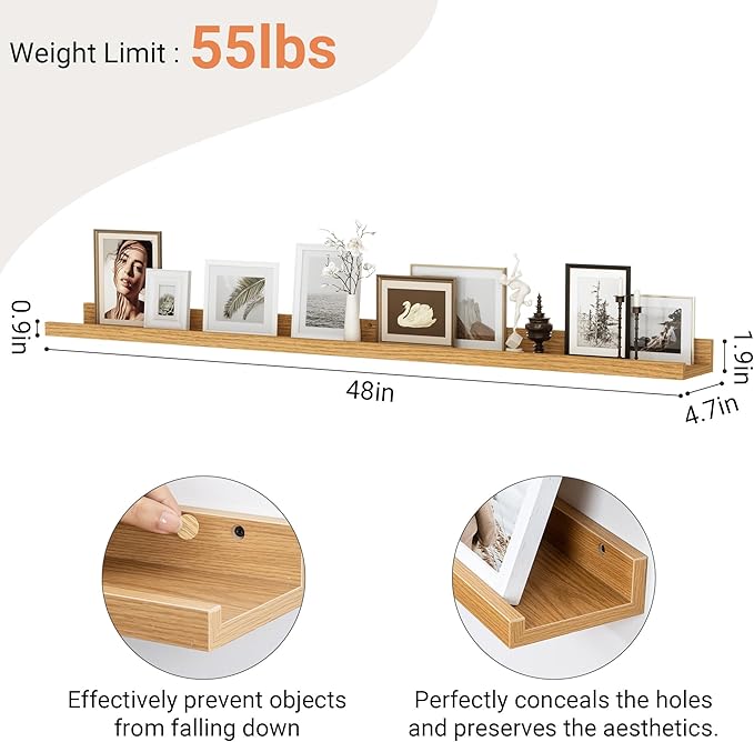 Floating Shelves for Wall, 48 inch Wood Floating Shelves Set of 2, Picture