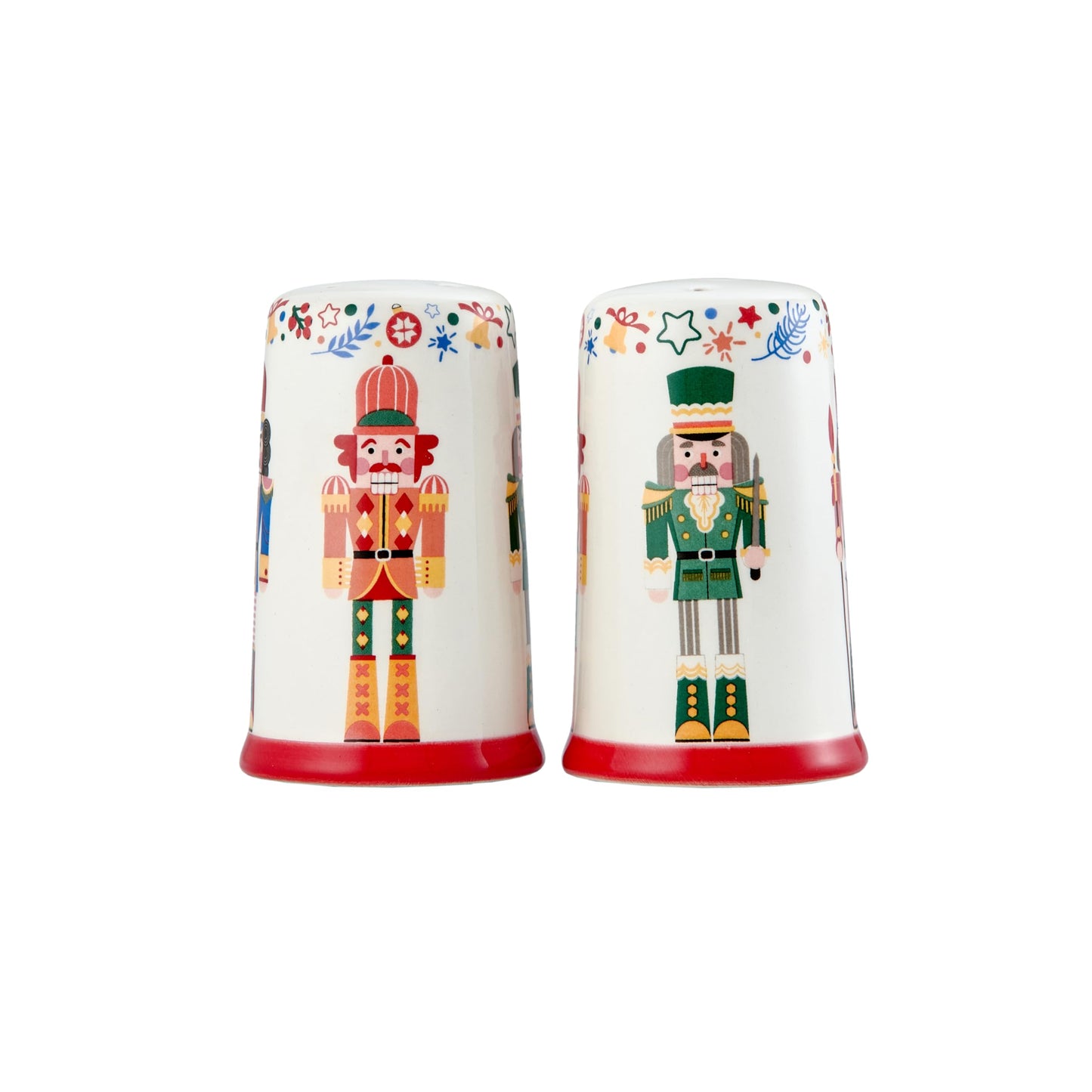 Bico Christmas Soldier Ceramic Salt & Pepper Shaker Set, for Kitchen or Decor, Dishwasher Safe