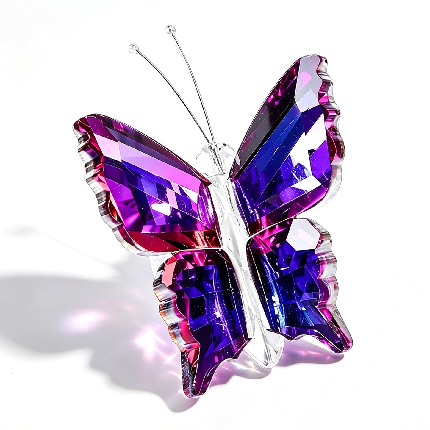 MysticGlitz Purple‑Blue K9 Crystal Butterfly Figurine with Faceted Base, 2.4×1.8in Decor Paperweight Ornament, Collectible Glass Butterfly Statue, Home Decor & Gift for Women Butterfly Lovers