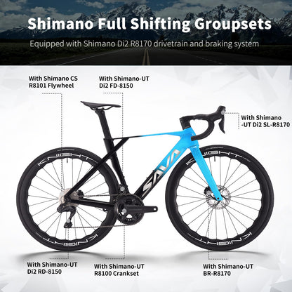 SAVADECK SLR8-Ultegra Full Carbon Road Bike with Shimano 105 R8170 24S Set for Adults, (Wave Pattern(W45), Red, 52cm)
