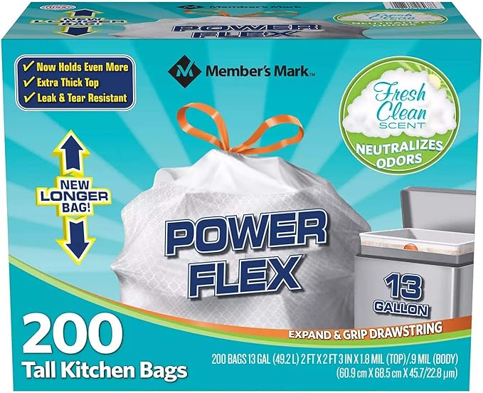 Members Mark 13 Gal Power Flex, Leak Protection, Tall Kitchen Simple Fit