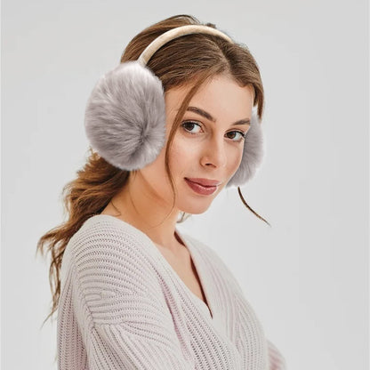 Justay Comf Ear Muffs, Women Earmuffs Faux Fur for Winter Adjustable Ear Warmer One Size,Brown