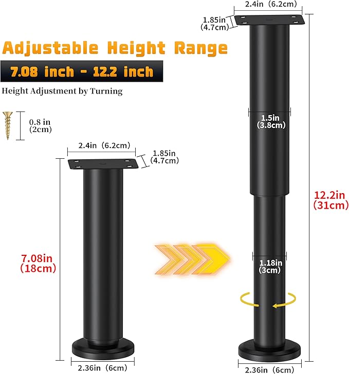 Wlrrcwdttc 4 Pcs Adjustable Height Bed Support Legs