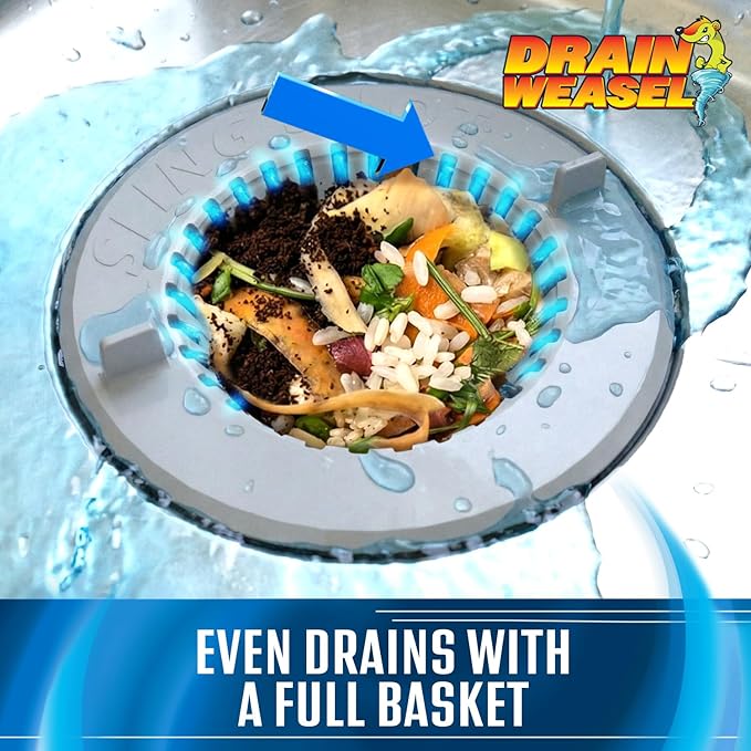 Slingshot Kitchen Sink Drain Strainer Cover Basket, Food Catcher and Stopper