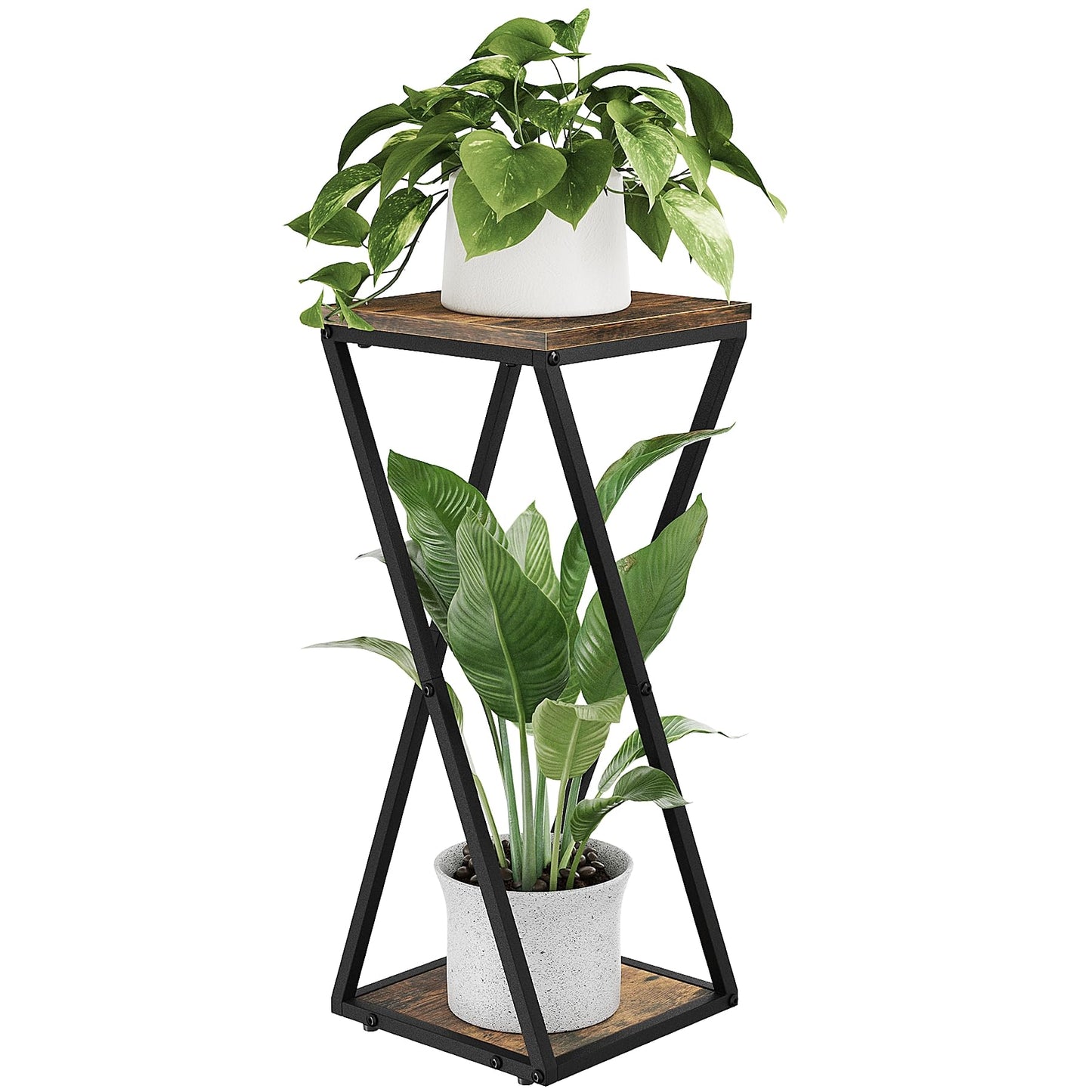 Bamworld Tall Plant Stand Indoor Corner Plant Shelf Tiered Plant Stand Wood Plant Table Heavy Duty Flower Pot Stands Metal Plant Holder for Living Room Bedroom Hallway(Brown)