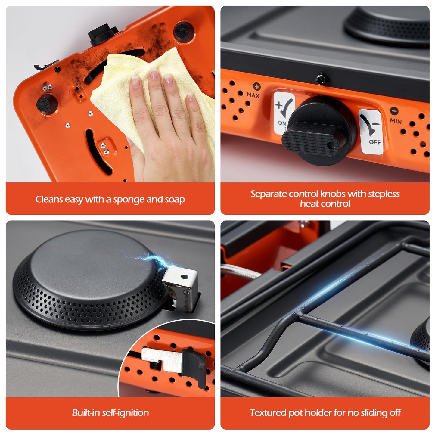Odoland Bundle - 2 Items 10pcs Camping Cookware and Portable 2 Burner Camping Stove