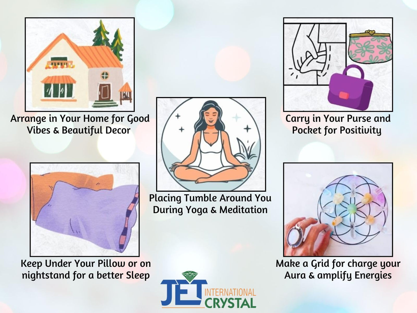 Jet International 12 Point Crystal Merkaba Set of 5 – Natural Healing Gemstone Stars for Reiki, Meditation, Chakra Balancing & Positive Energy – Sacred Geometry Crystal Grid Set